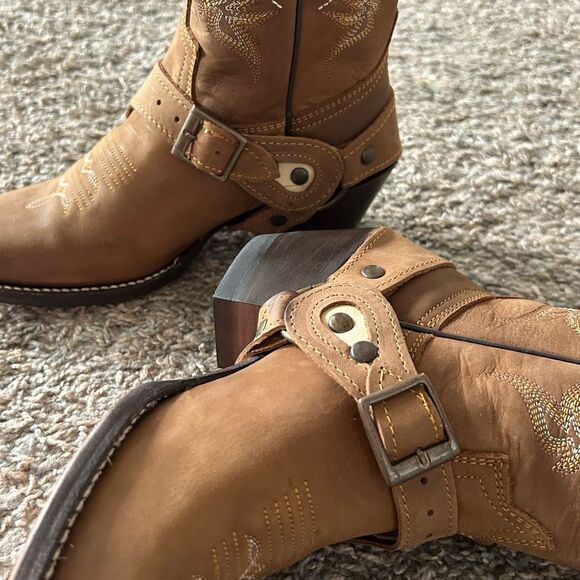 Minotauro Western Leather Cowgirl Boots Brown & Cream Size 6.5 NEW in Box - Picture 11 of 16